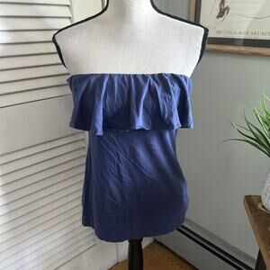 LILLY PULITZER Top Womens Small Blue Ruffle Tube Strapless Feminine Beach Preppy